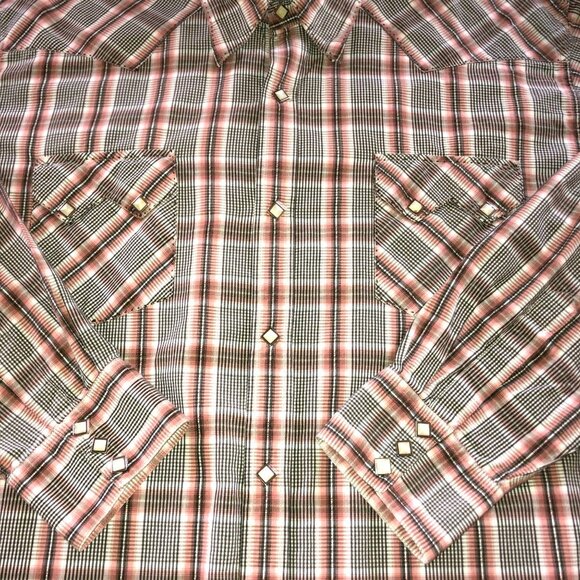 SCULLY PEARL SNAP ROCKABILLY SHIRT SZ XL BROWN PLAID COWBOY WESTERN COTTON MENS - Picture 4 of 7